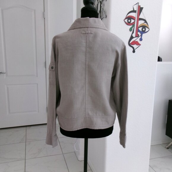 L.O.G.G. Grey Linen Button Down Jacket Large Pockets Washable S Collared Gray - Picture 2 of 12